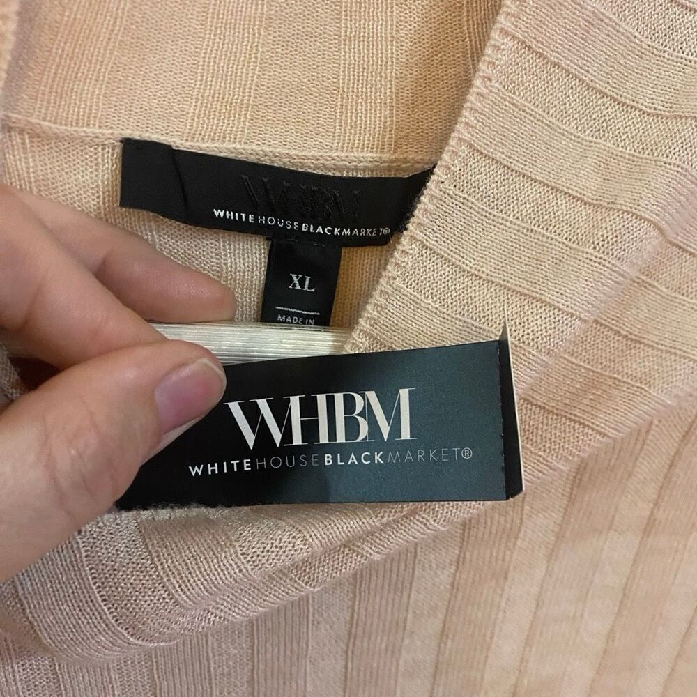 WHBM NWT ribbed mock neck cashmere blend long sleeve color Heather rose smoke XL - Picture 5 of 7